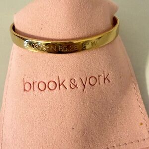 Gold Engraved Latitude Cuff Bracelet